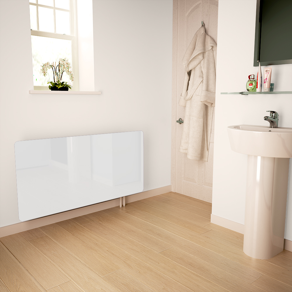 White Glass Radiator Cover for The Bathroom Small