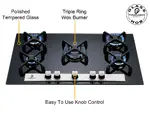 90cm 5 Ring Black Glass Built-In LPG FSD Hob X-Series Pro