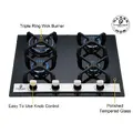 60cm 4 Ring Black Glass LPG FSD Hob X-Series Pro