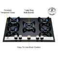 70cm 5 Ring Black Glass Built-In Gas Hob X-Series Pro