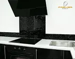 Glass Splashback In Black 60cm X 75cm & Two Upstands