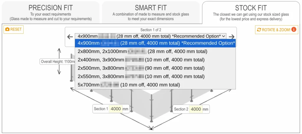 Image of Stock Fit selection showing best price selected.