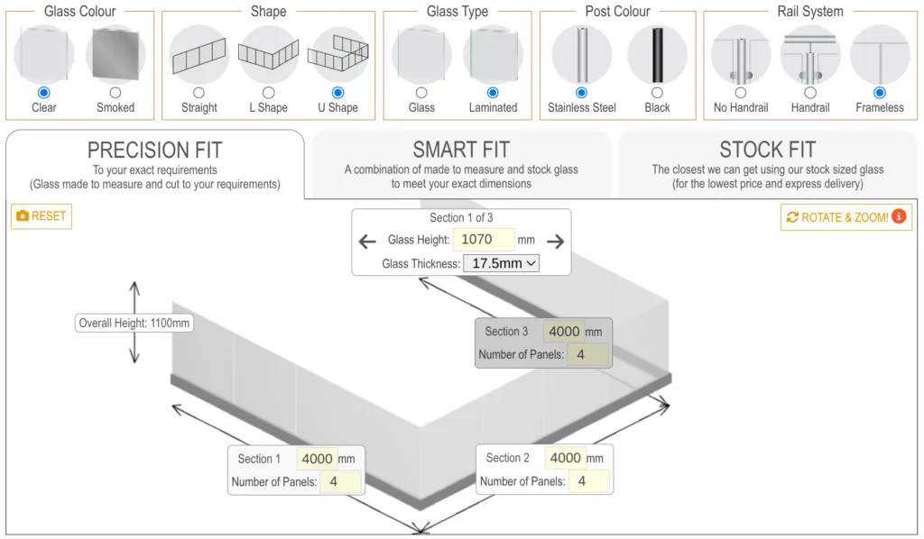 Image of a Frameless balustrade design.