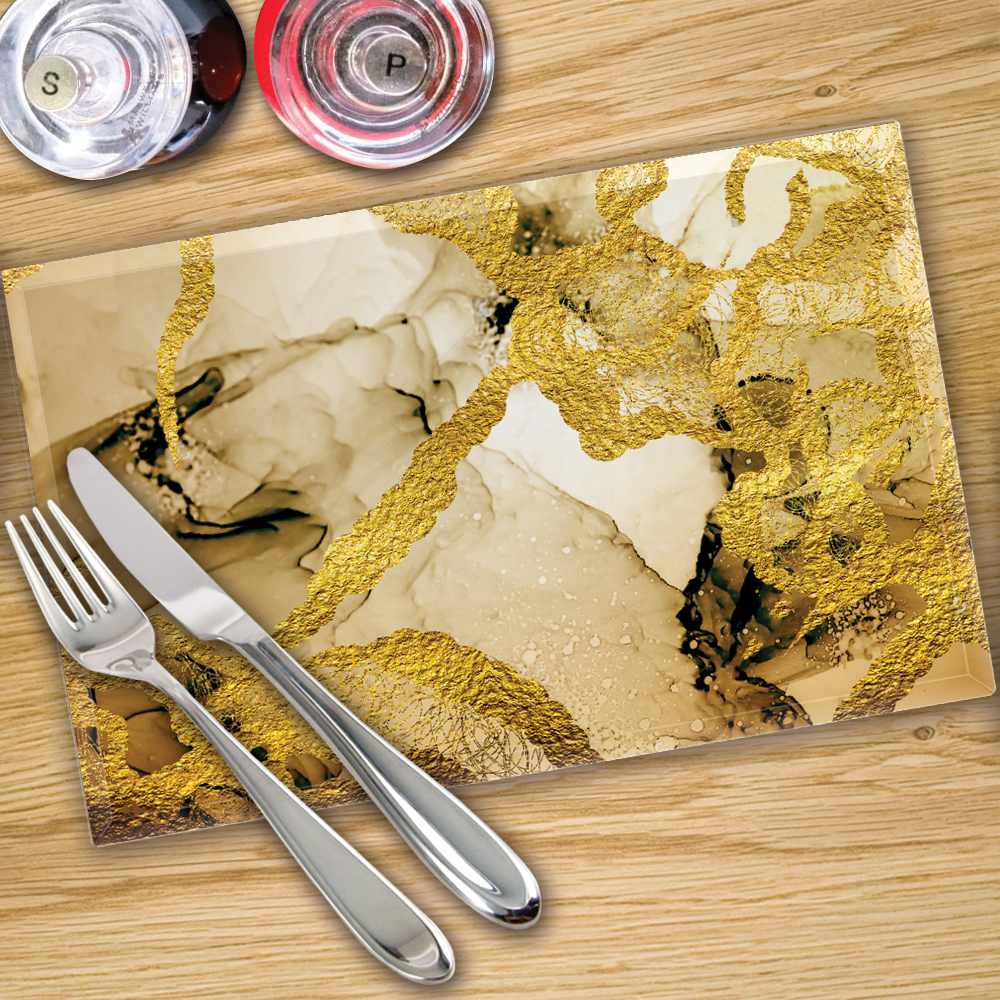 Glass Placemats x 4 In Gold Sands Premier Range