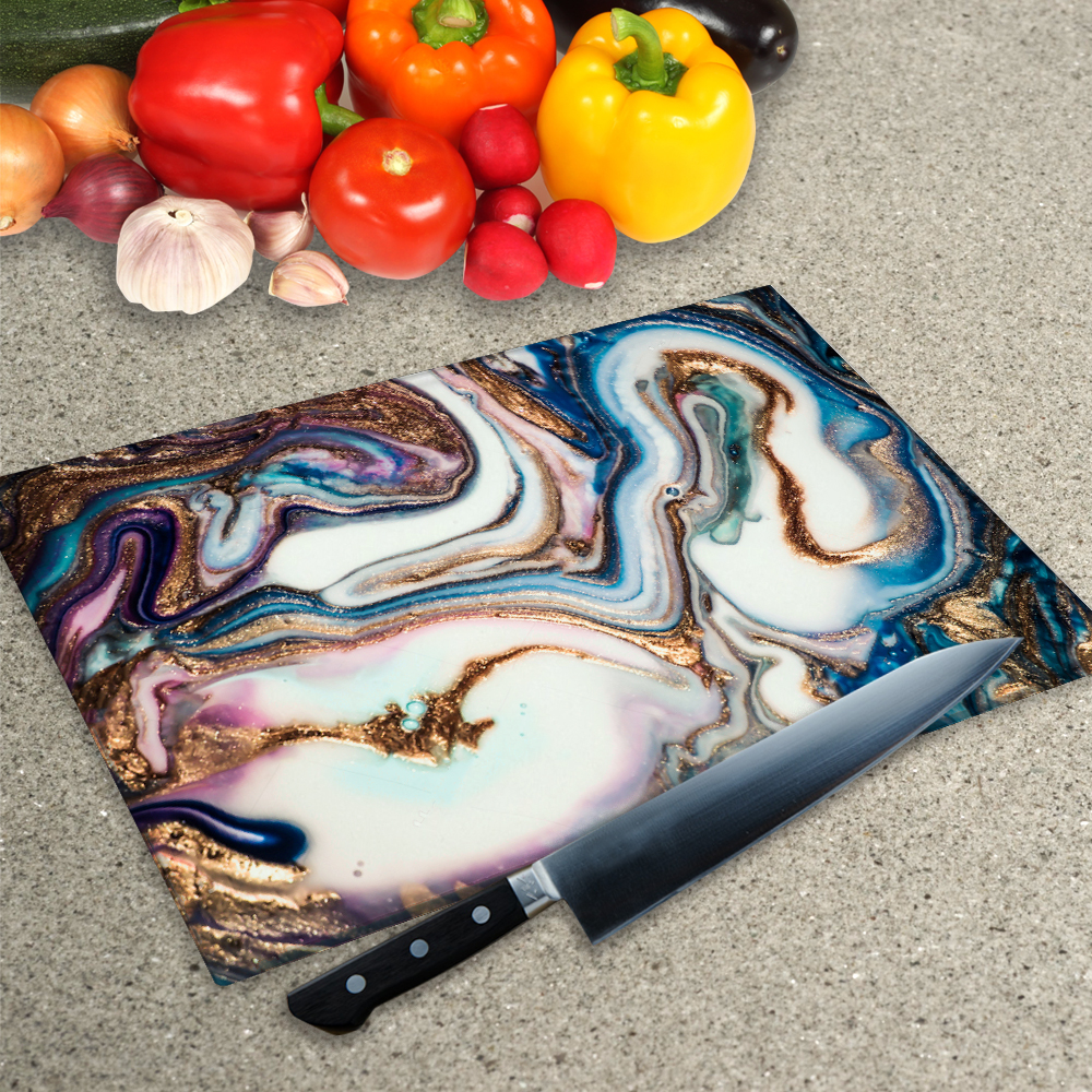 Glass Chopping Board Worktop Saver In Liquid Pearl Premier Range