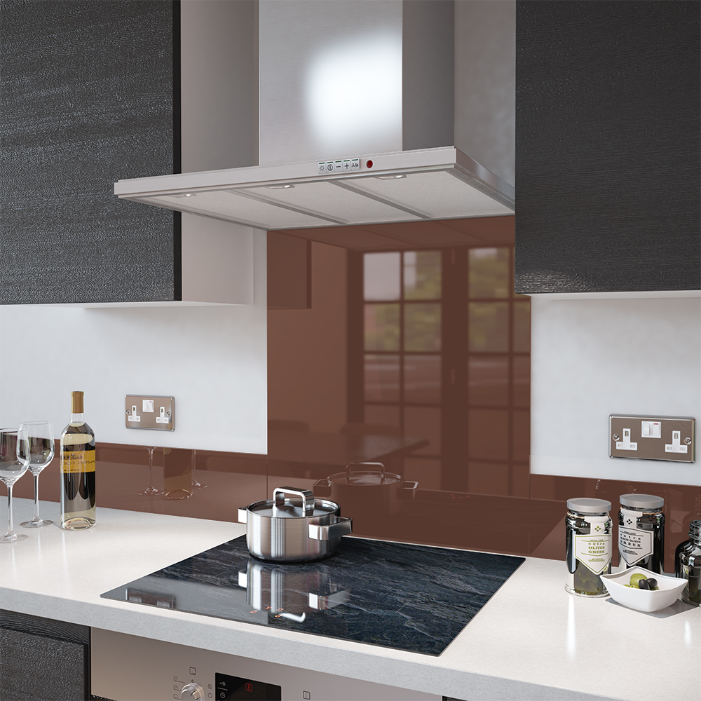 image of a Chocolate Brown glass splashback