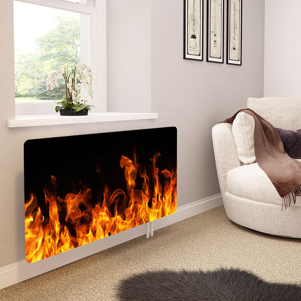 Glass Radiator Cover Printed Real Flames Made By Premier Range eBay