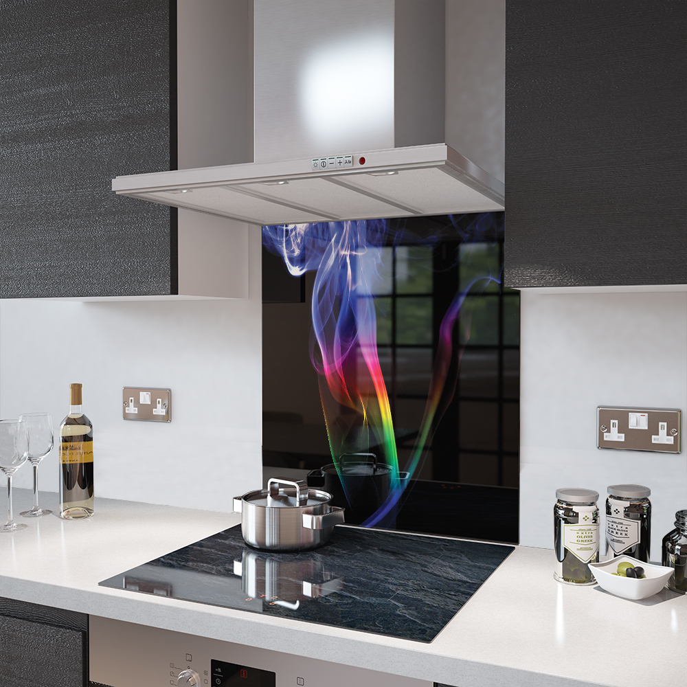 Rainbow Smoke Glass Splashback 60cm Wide x 75cm High [Splashback