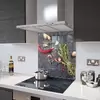 Illustration of Glass Splashback With Fixing Holes in Herbs and Spices - 60cm Wide x 100cm High
