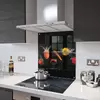 Illustration of Glass Splashback With Fixing Holes in Peppers and Chilli Splash - 60cm Wide x 100cm High