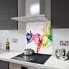 Illustration of Glass Splashback With Fixing Holes in Rainbow Smoke on White - 60cm Wide x 100cm High