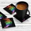 Illustration of 4 x Acrylic Coaster in Black Rainbow Smoke