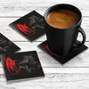 Illustration of 4 x Acrylic Coaster in Red Coffee Cup