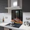 Illustration of Glass Splashback With Fixing Holes in Char-grilled Steak - 60cm Wide x 100cm High