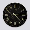 Glass Clock in Black Gold Veins - 30cm Wide