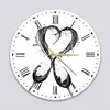 Glass Clock in Wine Splash Heart BW - 30cm Wide