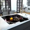 Illustration of Glass Hob Cover / Chopping Board in 3 Glasses Of Wine - 60cm Wide x 52cm High