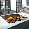Illustration of Glass Hob Cover / Chopping Board in Coffee Beans - 60cm Wide x 52cm High