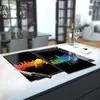 Illustration of Glass Hob Cover / Chopping Board in London Fusion on Black - 60cm Wide x 52cm High