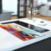 Illustration of Glass Hob Cover / Chopping Board in Abstract Sky - 30cm Wide x 52cm High