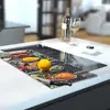 Illustration of Glass Hob Cover / Chopping Board in Asian Spice - 30cm Wide x 52cm High
