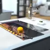 Illustration of Glass Hob Cover / Chopping Board in Char-grilled Steak - 30cm Wide x 52cm High