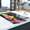 Illustration of Glass Hob Cover / Chopping Board in Colour Fusion On Black - 30cm Wide x 52cm High