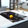 Illustration of Glass Hob Cover / Chopping Board in Dandelion Ballet - 30cm Wide x 52cm High