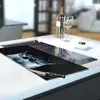 Illustration of Glass Hob Cover / Chopping Board in Lake Splash - 30cm Wide x 52cm High