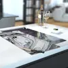 Illustration of Glass Hob Cover / Chopping Board in Liquid Silver - 30cm Wide x 52cm High