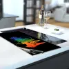 Illustration of Glass Hob Cover / Chopping Board in 'Pride' London on Black - 30cm Wide x 52cm High