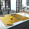 Illustration of Glass Hob Cover / Chopping Board in Gold Leaf - 90cm Wide x 52cm High