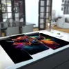 Illustration of Glass Hob Cover / Chopping Board in Highland Cow On Black - 90cm Wide x 52cm High