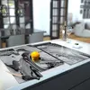 Illustration of Glass Hob Cover / Chopping Board in Liquid Silver - 90cm Wide x 52cm High