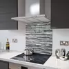 Illustration of Glass Splashback With Fixing Holes in Slate Wall - 60cm Wide x 100cm High