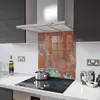 Illustration of Glass Splashback With Fixing Holes in Aged Copper - 60cm Wide x 100cm High