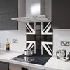 Illustration of Glass Splashback With Fixing Holes in Black N White Union Jack - 60cm Wide x 100cm High