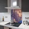Illustration of Glass Splashback With Fixing Holes in Blue Bronze - 60cm Wide x 100cm High