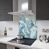 Illustration of Glass Splashback With Fixing Holes in Liquid Aqua - 60cm Wide x 100cm High