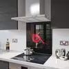 Illustration of Glass Splashback With Fixing Holes in Paint Drip Rose - 60cm Wide x 100cm High