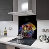 Illustration of Glass Splashback With Fixing Holes in Rainbow Faces - 60cm Wide x 100cm High