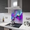 Illustration of Glass Splashback With Fixing Holes in Rainbow Rain Mountain - 60cm Wide x 100cm High