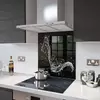 Illustration of Glass Splashback With Fixing Holes in Splash On Black - 60cm Wide x 100cm High