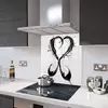 Illustration of Glass Splashback With Fixing Holes in Wine Splash Heart BW - 60cm Wide x 100cm High