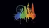 Glass Hob Cover / Chopping Board in 'Pride' London on Black - 90cm Wide x 52cm High