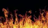 Glass Hob Cover / Chopping Board in Real Flames - 90cm Wide x 52cm High
