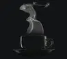 Glass Hob Cover / Chopping Board in Black Coffee Cup - 60cm Wide x 52cm High