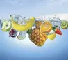 Glass Hob Cover / Chopping Board in Fresh Fruit In Water - 60cm Wide x 52cm High