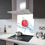 Red Apple Splash - Kitchen Glass Splashback With Fixing Holes - 80cm Wide x 100cm High