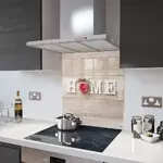 Glass Splashback With Fixing Holes in Home and Red Heart - 80cm Wide x 75cm High